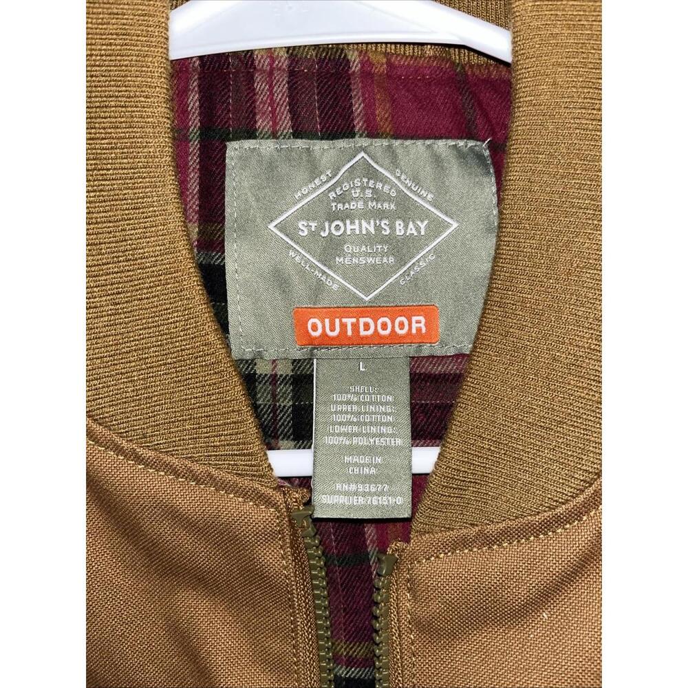 #346 Brown St. John’s Bay Vest Quality Menswear Outdoor 100% Cotton Shell Large - Picture 10 of 10